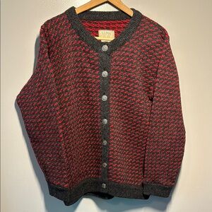 L.L. Bean Red and Gray Cardigan